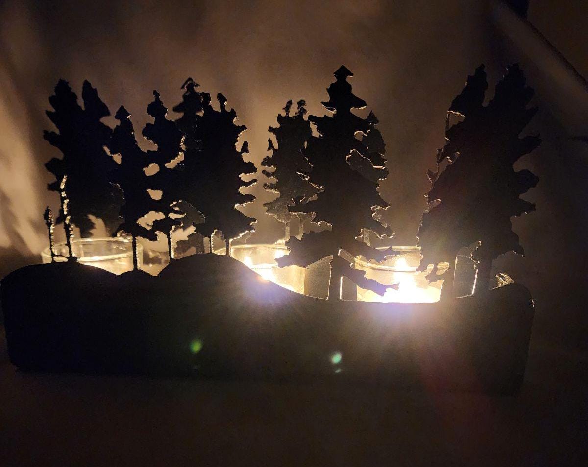 Forest Scene Tea Light Candle Holder