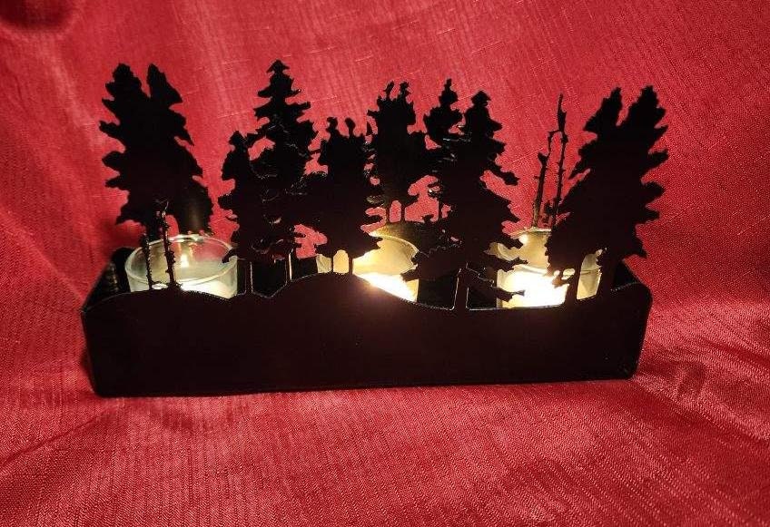 Forest Scene Tea Light Candle Holder